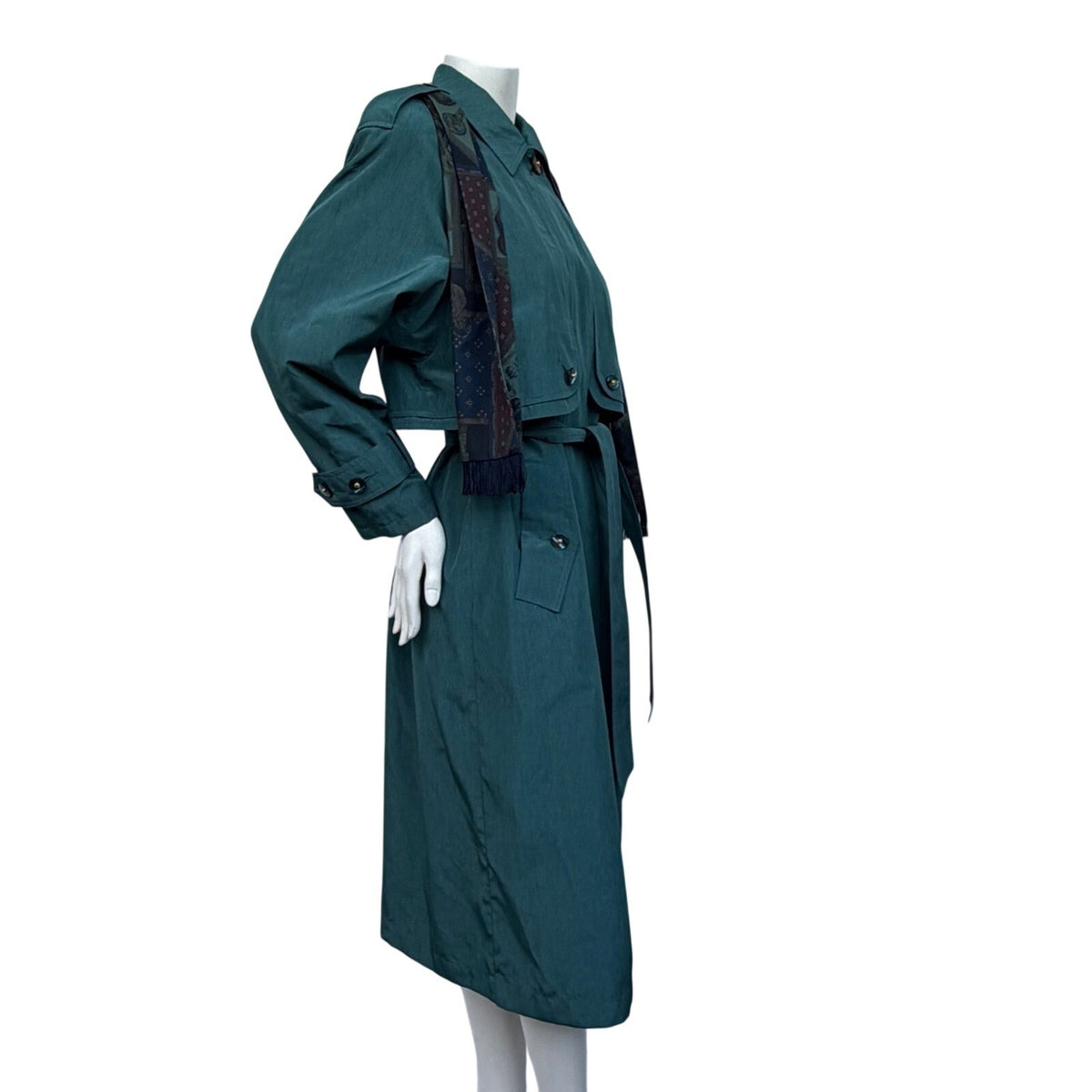 Vintage VIPetites Teal Trench Coat & Scarf | 11/12 — view 2