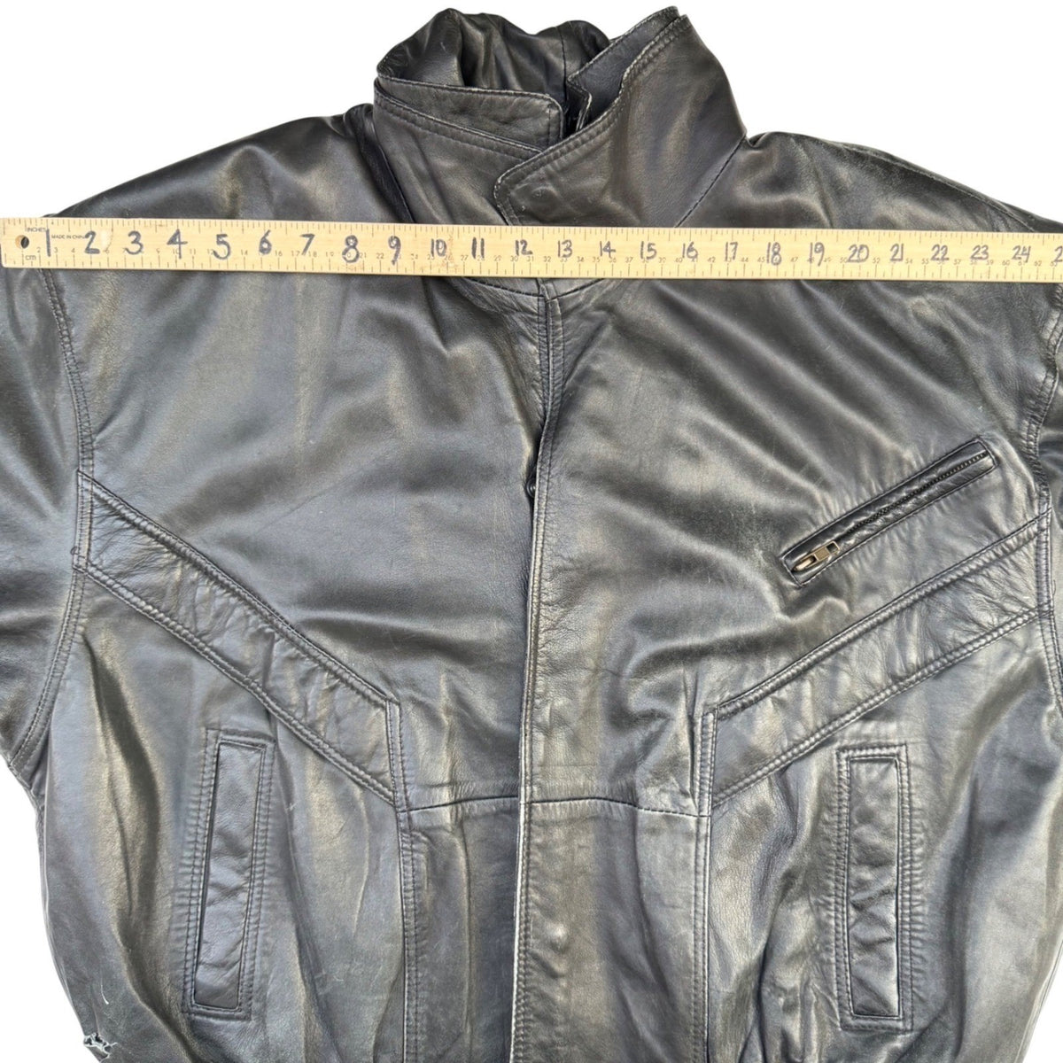Vintage Massimo Leather Bomber Jacket Black Model Off Duty Grunge Indie Sleaze L
