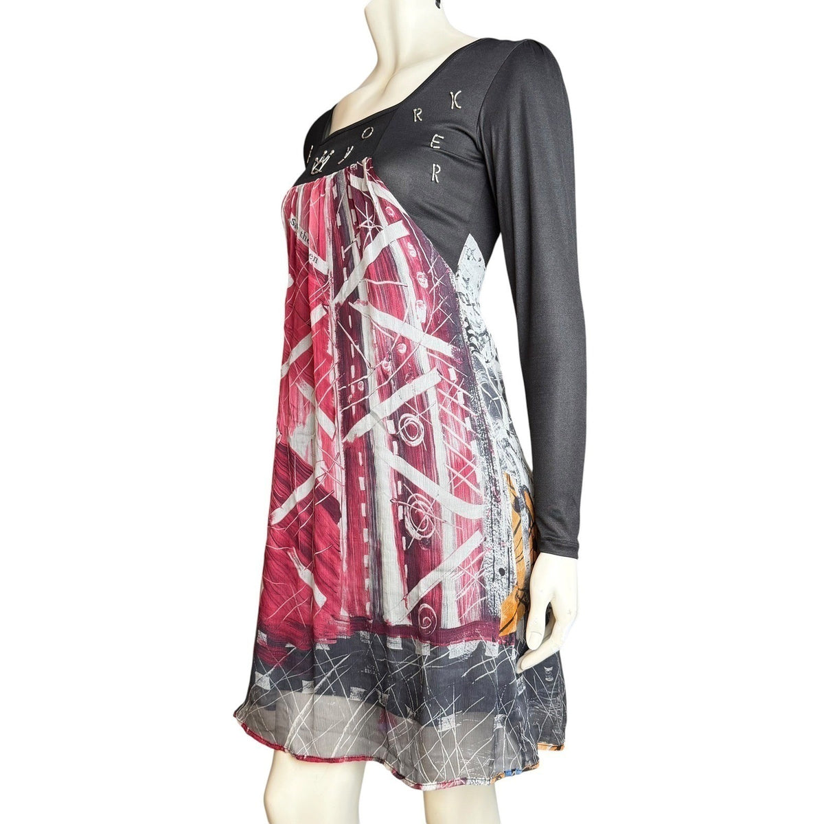Save The Queen! Abstract Print Babydoll Dress | S — view 4