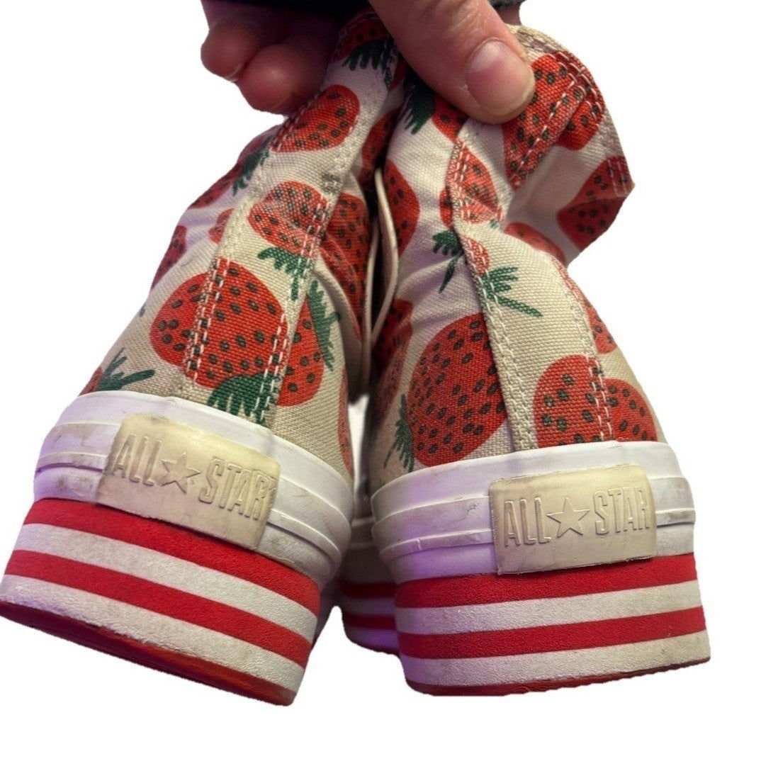 Converse x Marimekko Platform Sneakers Strawberry Print Canvas Red White W11 M9