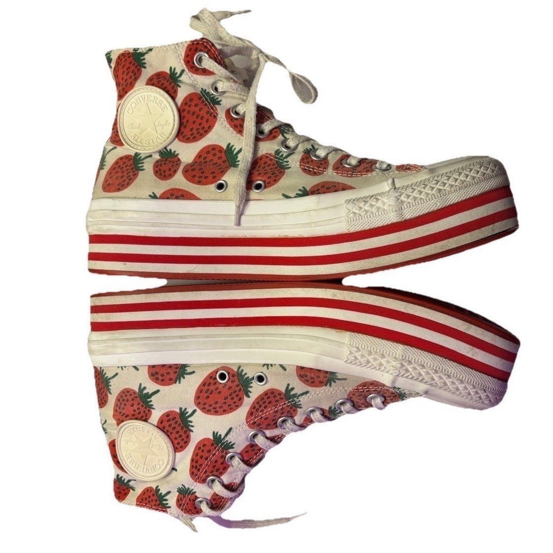 Converse x Marimekko Platform Sneakers Strawberry Print Canvas Red White W11 M9