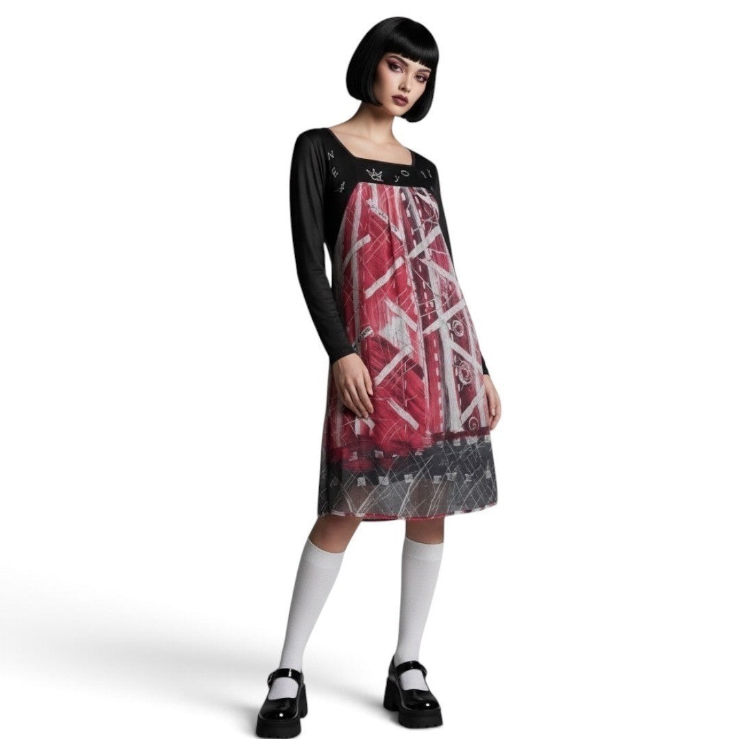 Save The Queen! Abstract Print Babydoll Dress | S — view 1