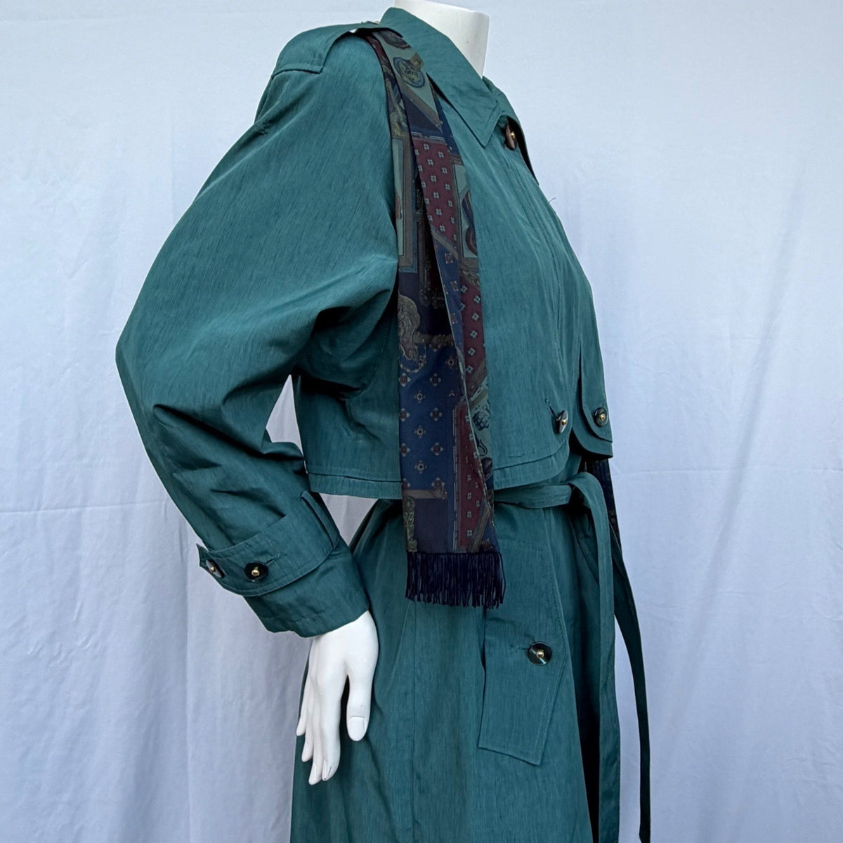 Vintage VIPetites Teal Trench Coat & Scarf | 11/12 — view 11