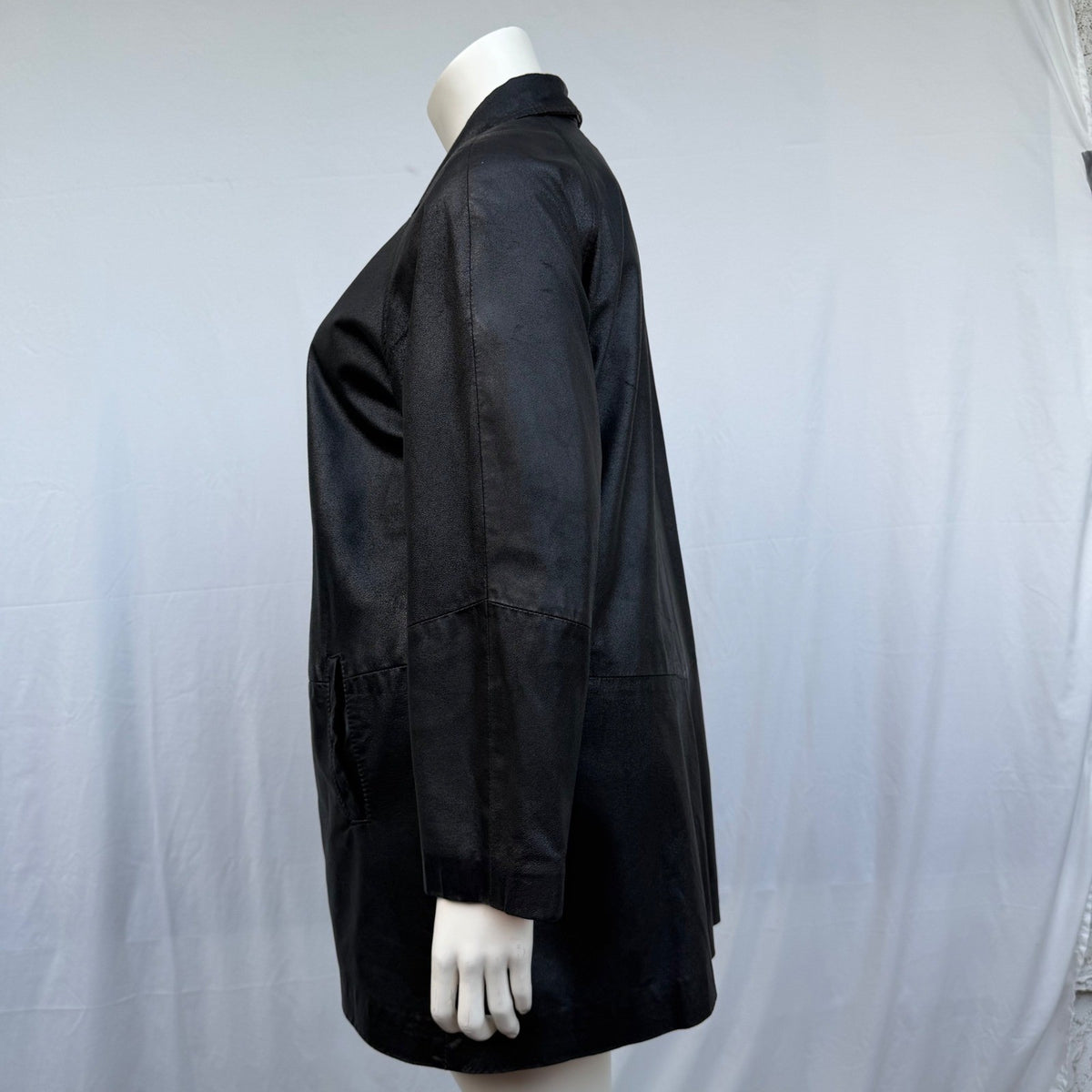 Vintage Danier Black Leather Car Coat | L — view 7
