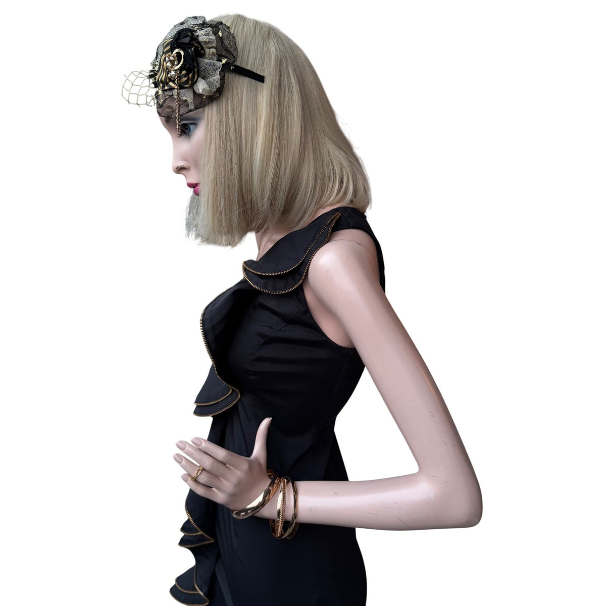 Vintage Caché Black One-Shoulder Ruffle Dress | 2 — view 5