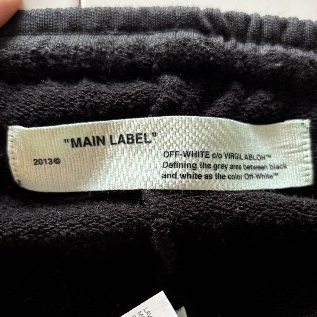 NWT Off-White Track Pants Black White Side Stripe High Waist Drawstring Street L