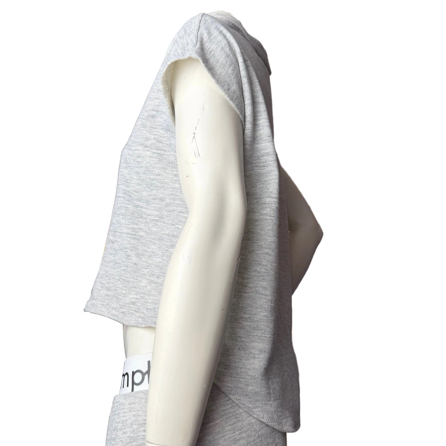 Handmade grey crop top cowl neck SIMPŁE MAISON sustainable Canadian fashion