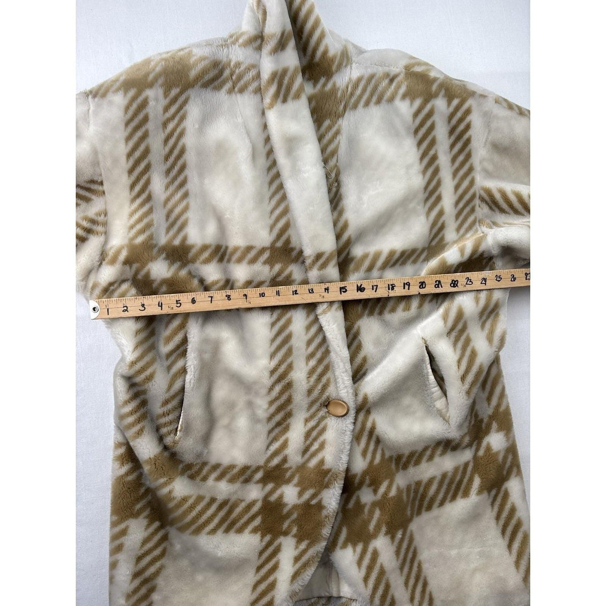 Vintage Donnybrook Plaid Faux Fur Cocoon Coat | L — view 6