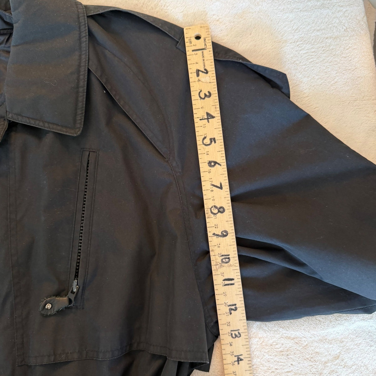 Vintage Moores Black Belted Trench Coat | 38L — view 8