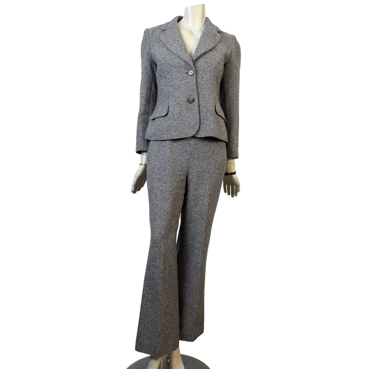 Vintage Précis Petite Grey Tweed Trouser Suit | 8P — view 17