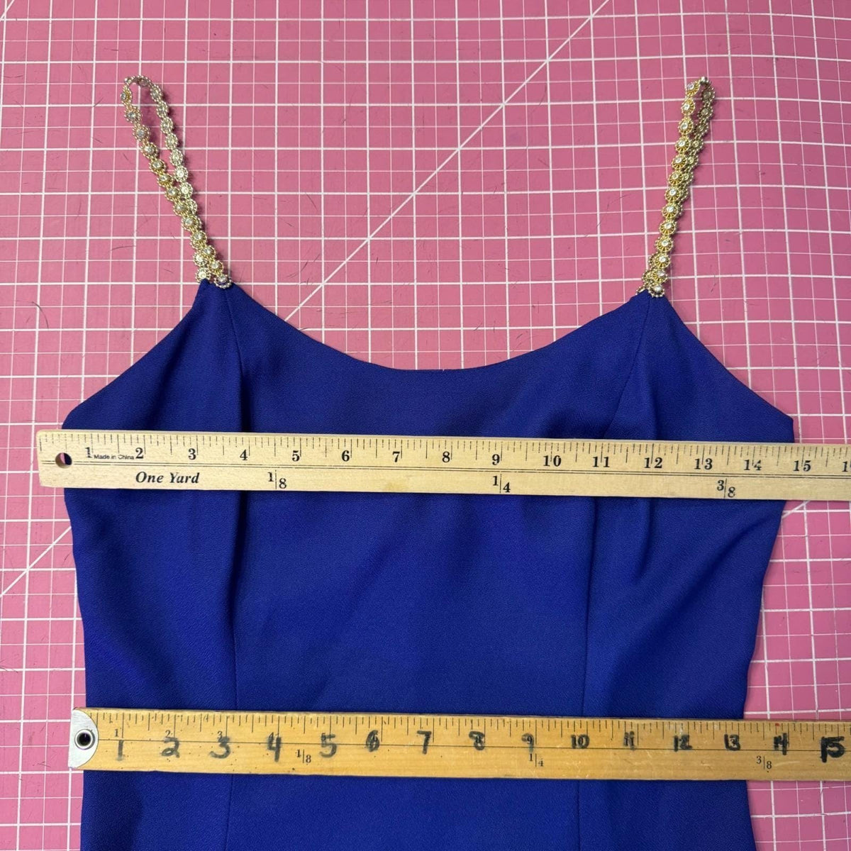 Jessica McClintock Royal Blue Rhinestone Strap Gown | XS — view 6