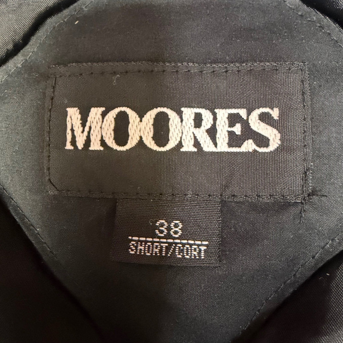 Vintage Moores Black Belted Trench Coat | 38L — view 9