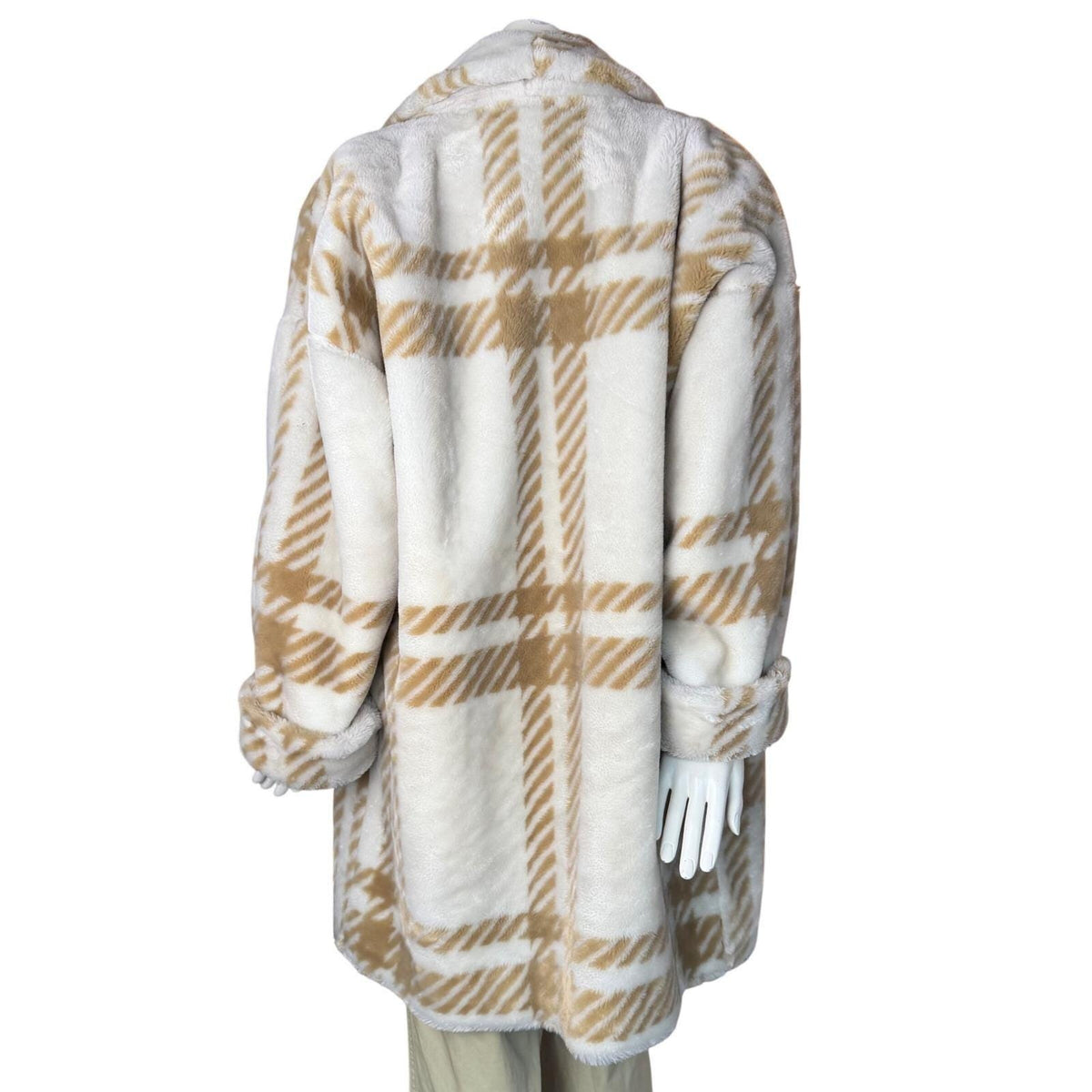 Vintage Donnybrook Plaid Faux Fur Cocoon Coat | L — view 5