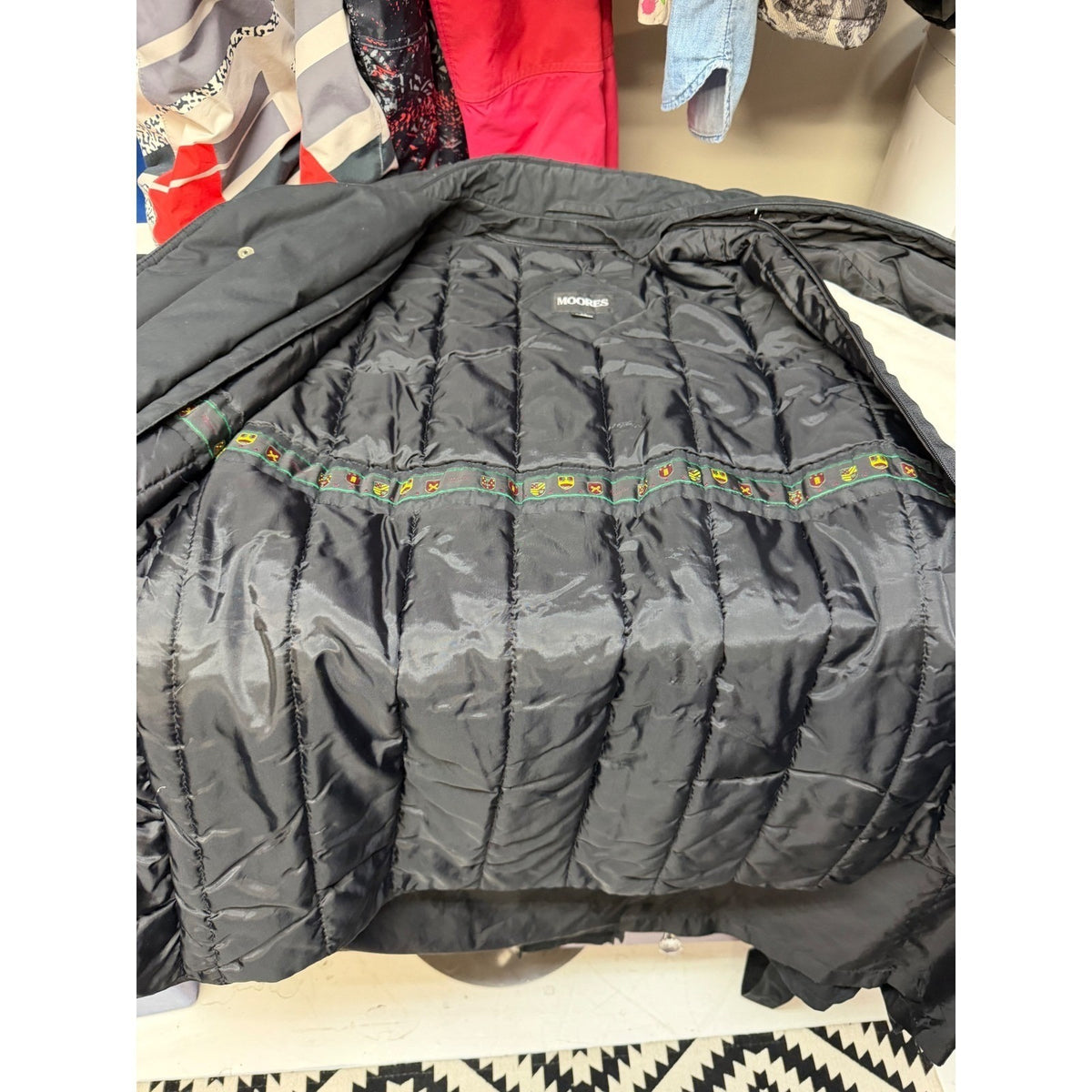 Vintage Moores Black Belted Trench Coat | 38L — view 10
