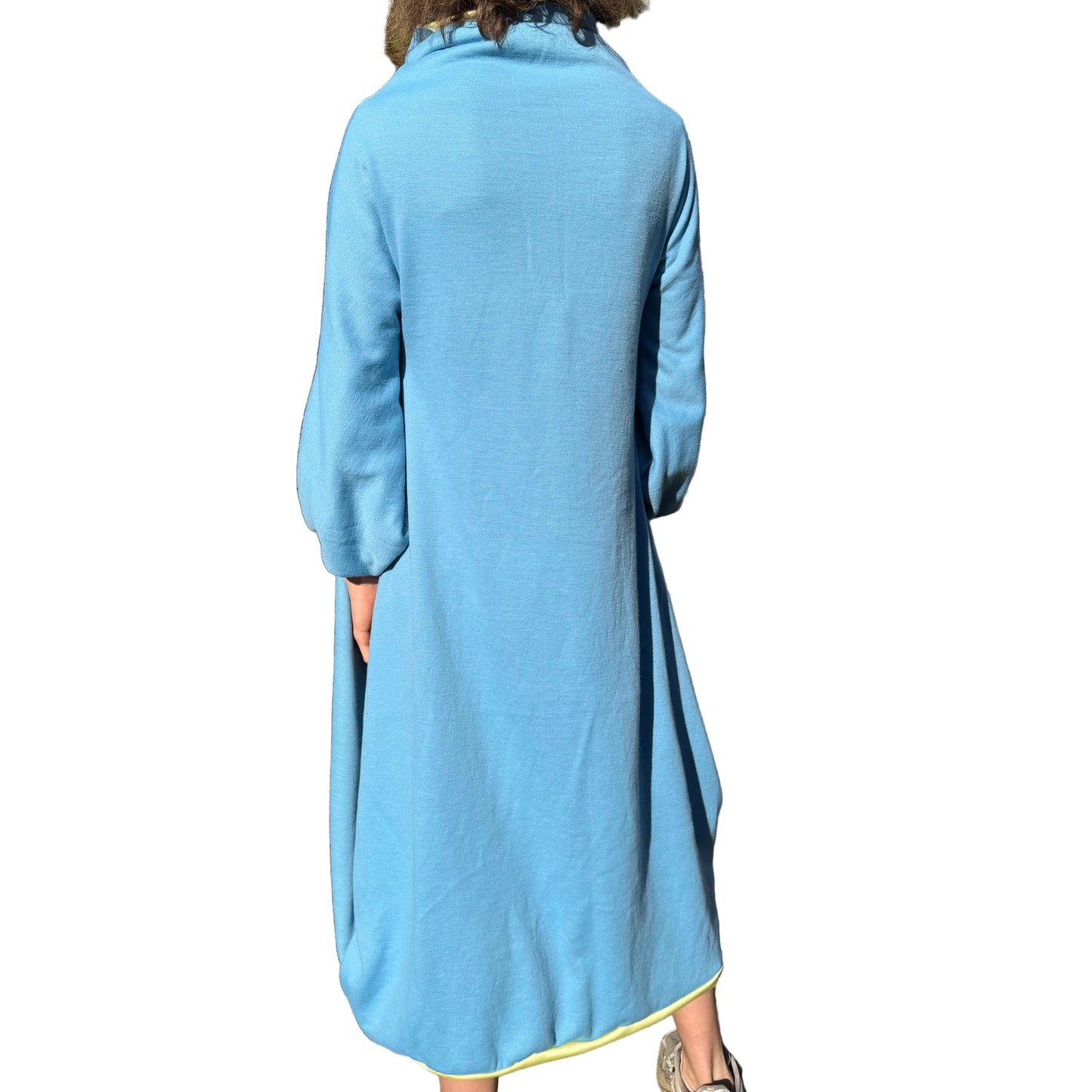 Simpłe Reversible Dress in blue full length — handmade oversized cowl neck dress custom sizing available