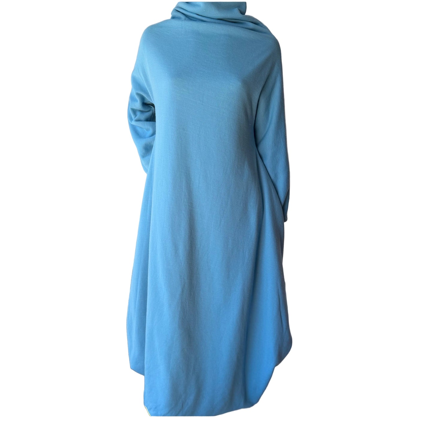 Simpłe Reversible Dress showing bell sleeves — fully reversible two colour handmade knit dress Canada