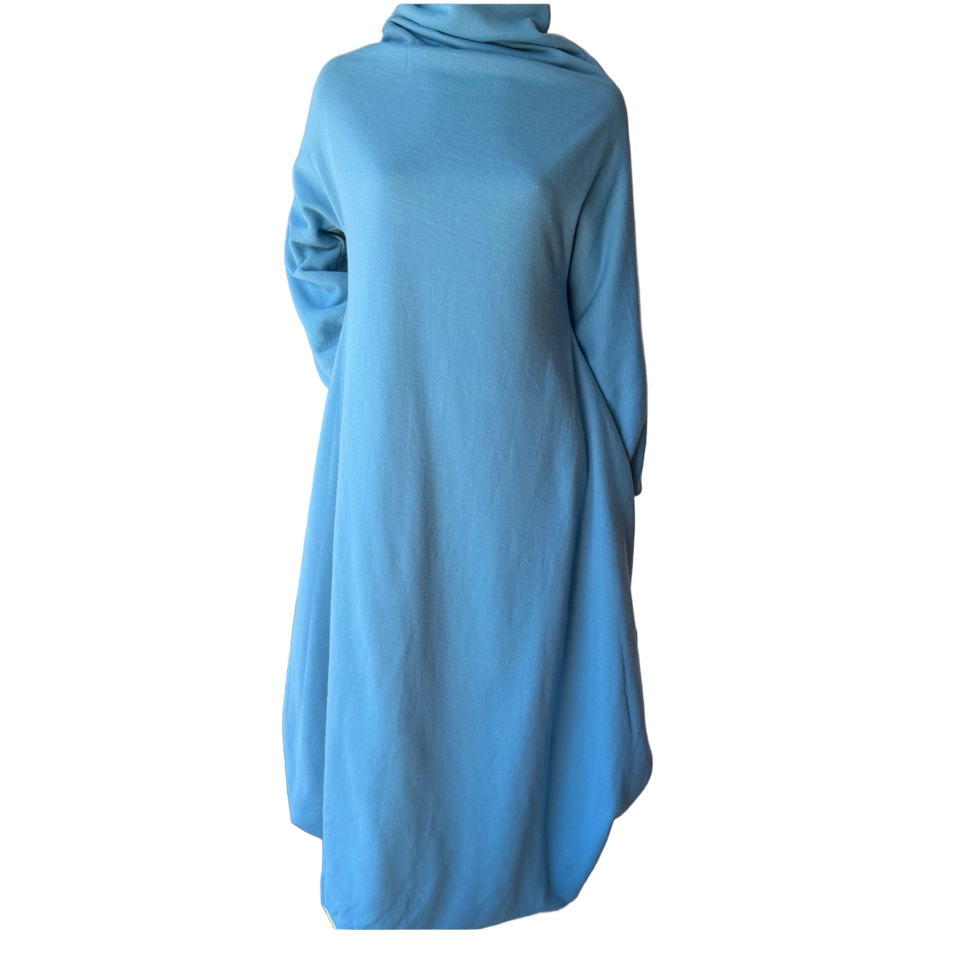 Simpłe Reversible Dress showing bell sleeves — fully reversible two colour handmade knit dress Canada