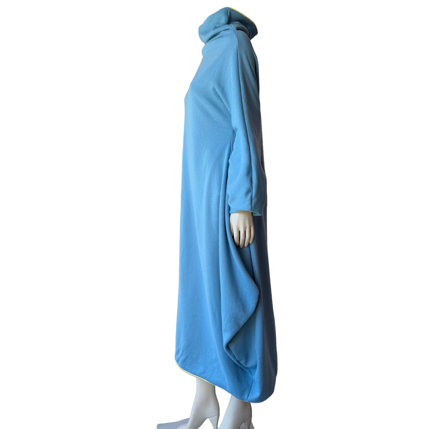 Simpłe Reversible Dress cowl neck detail — rolled neckline showing second colour reversible fashion