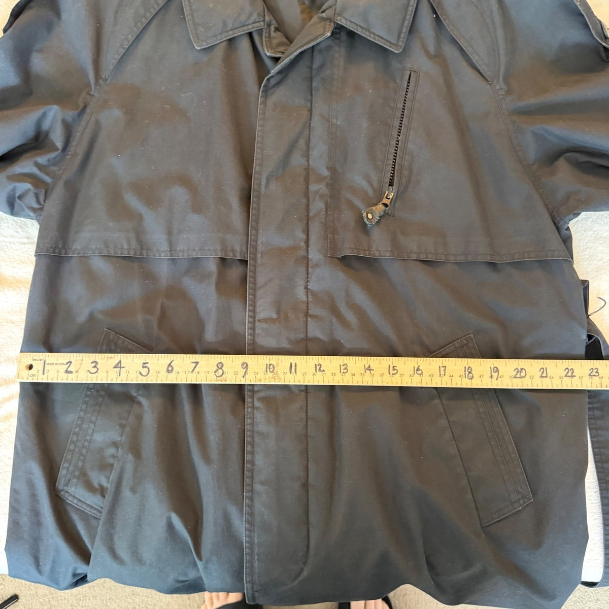 Vintage Moores Black Belted Trench Coat | 38L — view 14