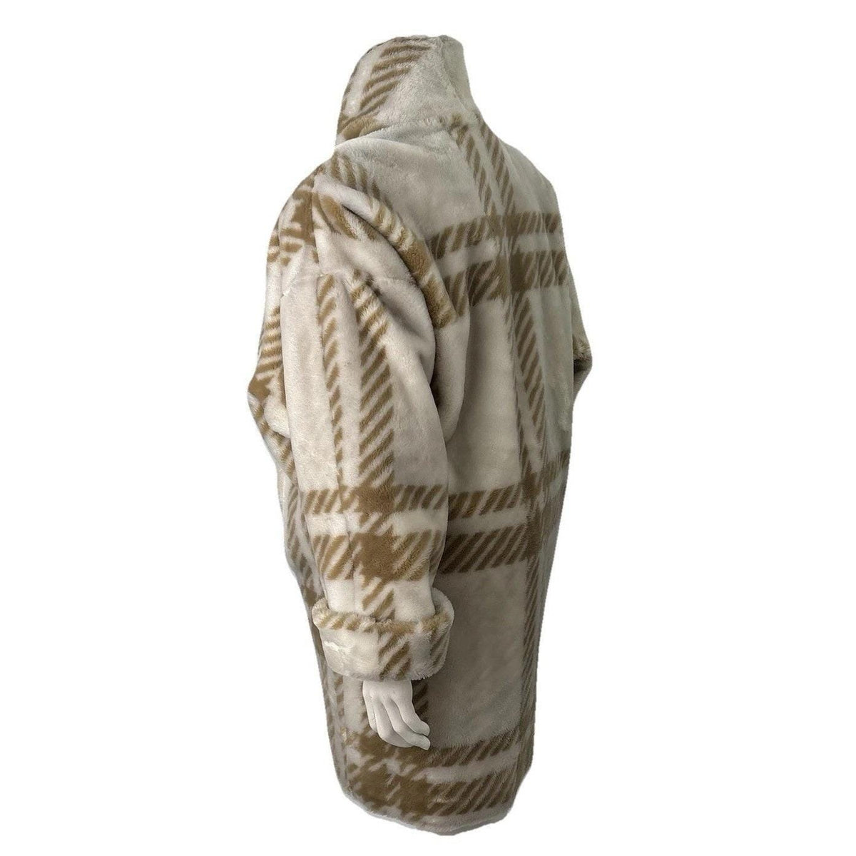 Vintage Donnybrook Plaid Faux Fur Cocoon Coat | L — view 17