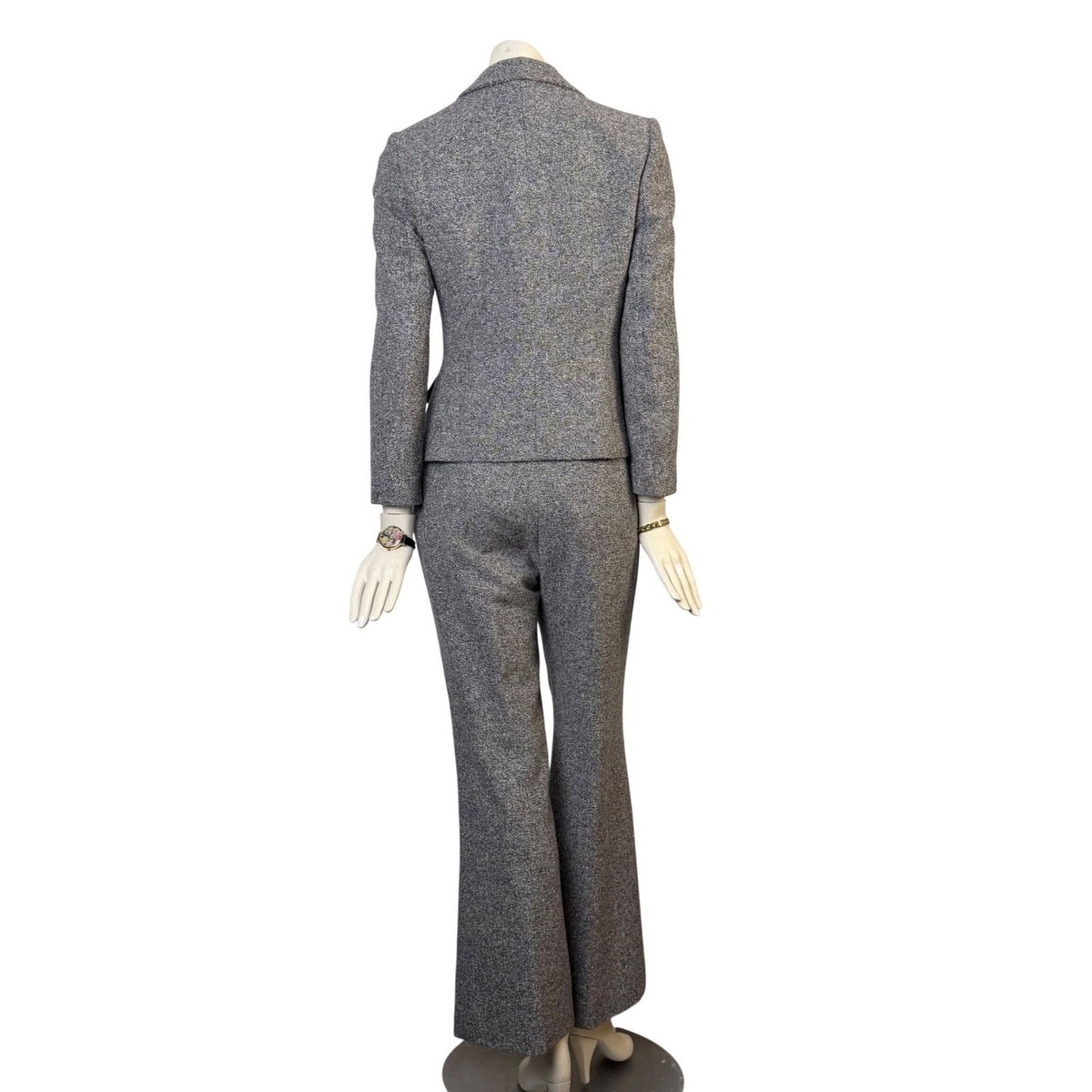 Vintage Précis Petite Grey Tweed Trouser Suit | 8P — view 2