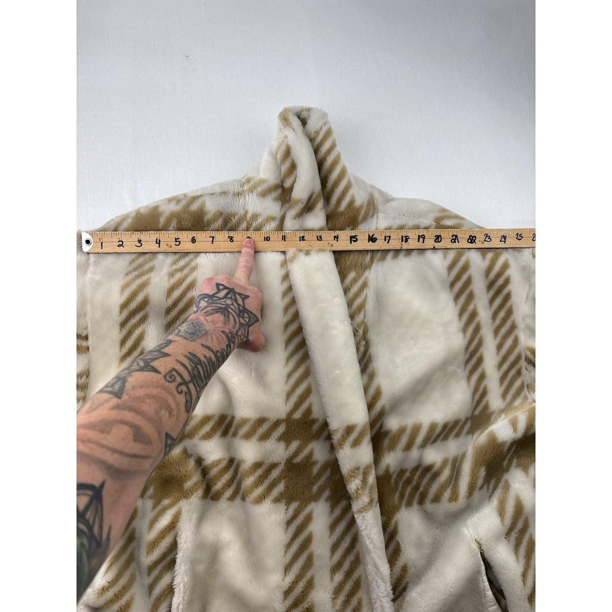 Vintage Donnybrook Plaid Faux Fur Cocoon Coat | L — view 7