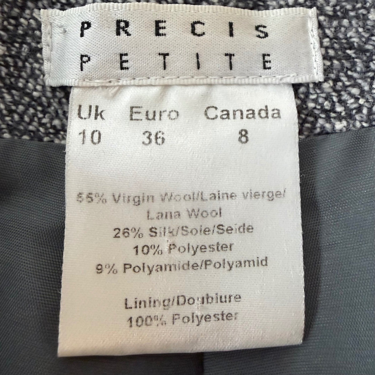 Vintage Précis Petite Grey Tweed Trouser Suit | 8P — view 9
