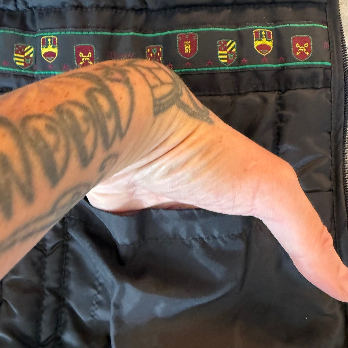 Vintage Moores Black Belted Trench Coat | 38L — view 15