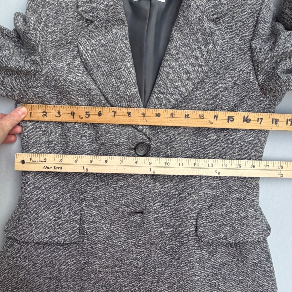 Vintage Précis Petite Grey Tweed Trouser Suit | 8P — view 7