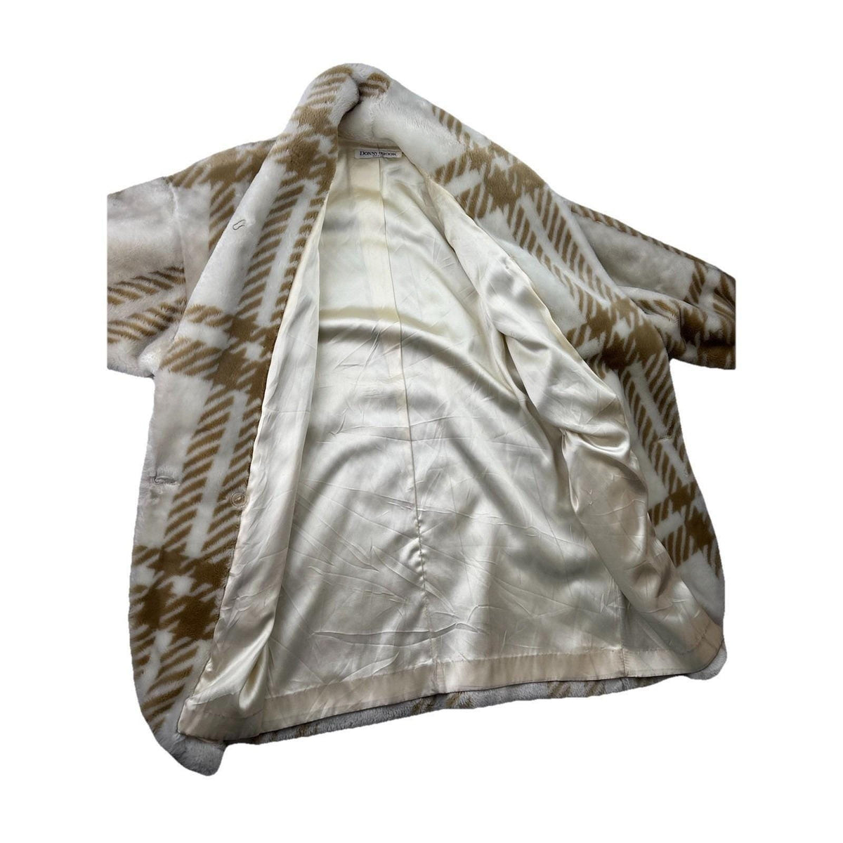 Vintage Donnybrook Plaid Faux Fur Cocoon Coat | L — view 15