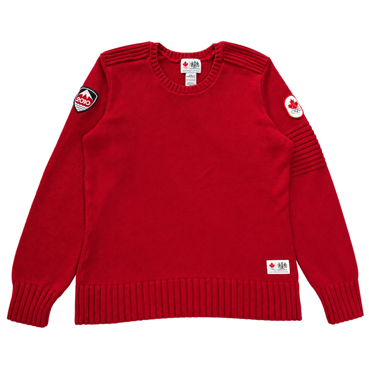 Hudson's Bay Team Canada red 2010 Olympic knit sweater, centered front view
