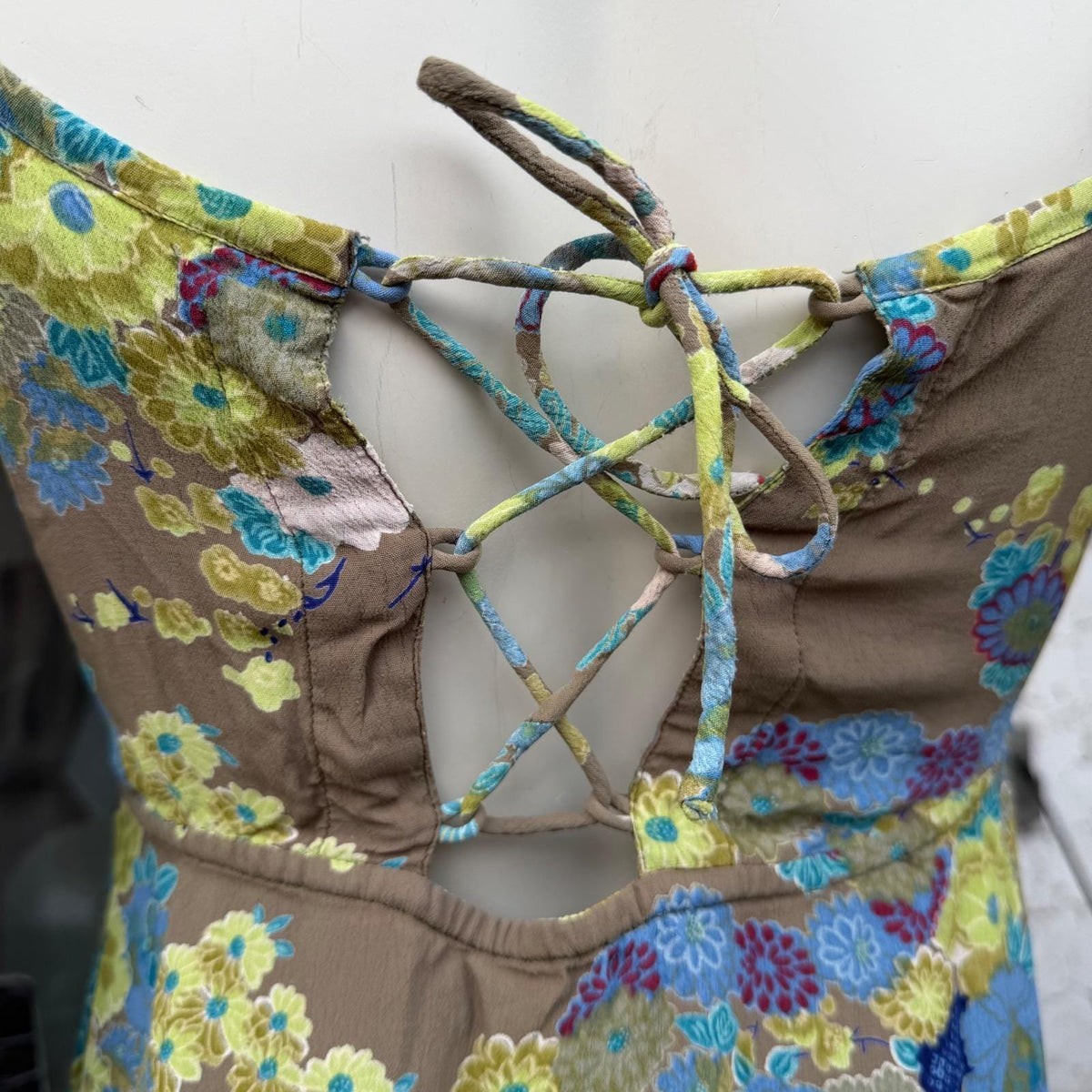 Vintage Free People Floral Lace-Up Back Dress | S — view 9
