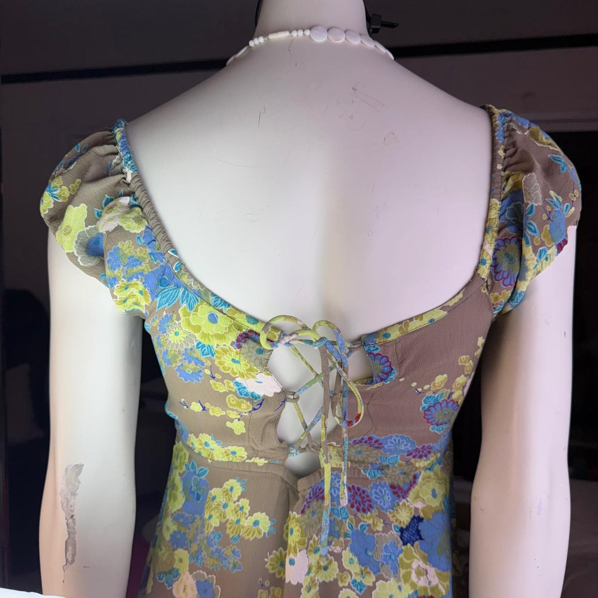Vintage Free People Floral Lace-Up Back Dress | S — view 8