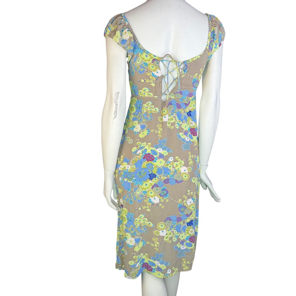 Vintage Free People Floral Lace-Up Back Dress | S — view 17