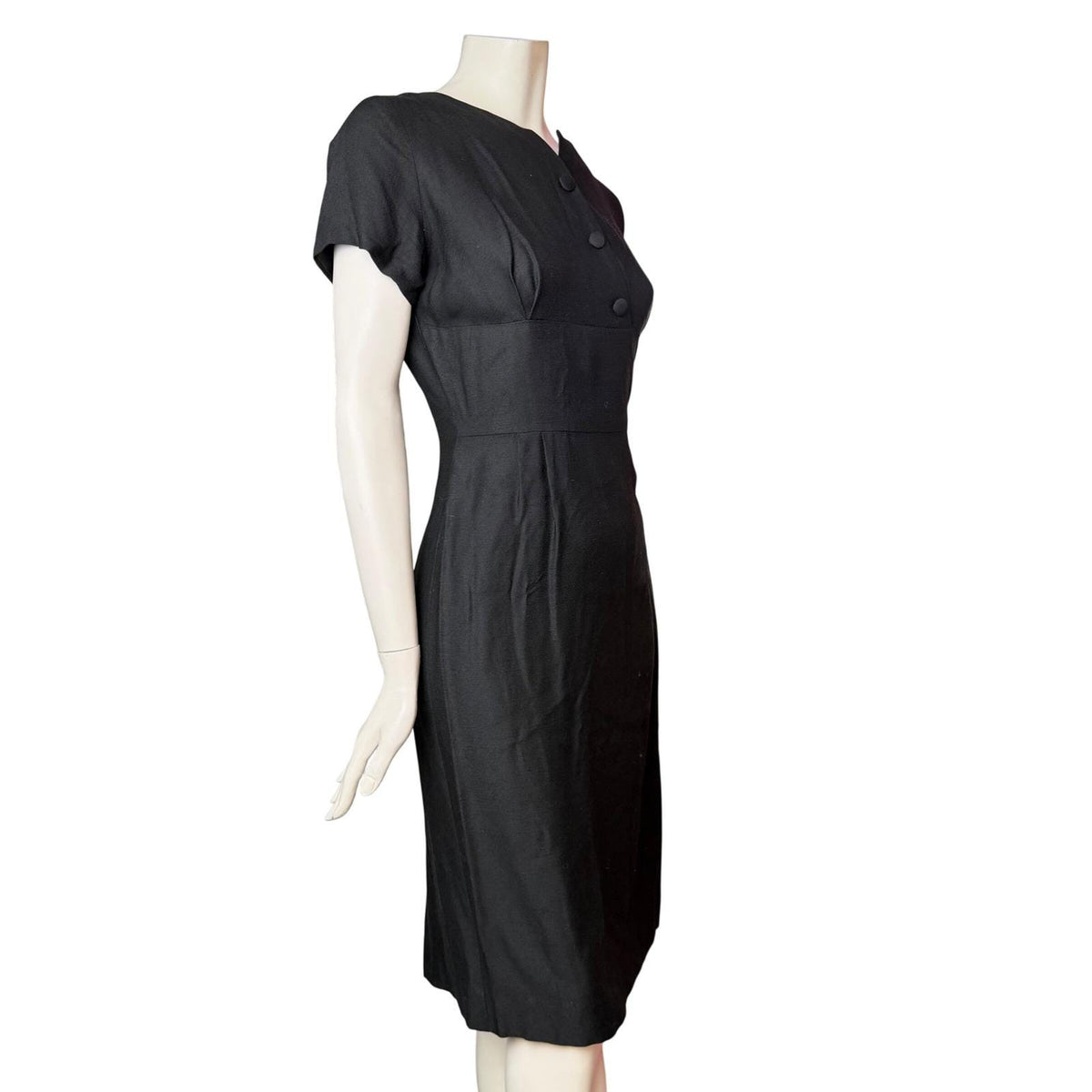 Vintage Handmade Black Button Detail Sheath Dress | S/M — view 4