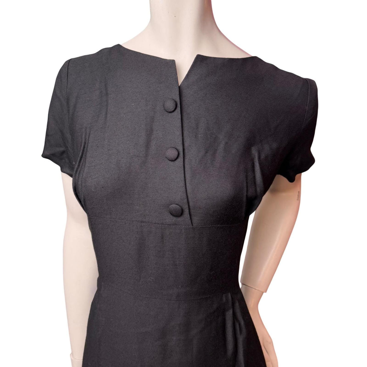 Vintage Handmade Black Button Detail Sheath Dress | S/M — view 5