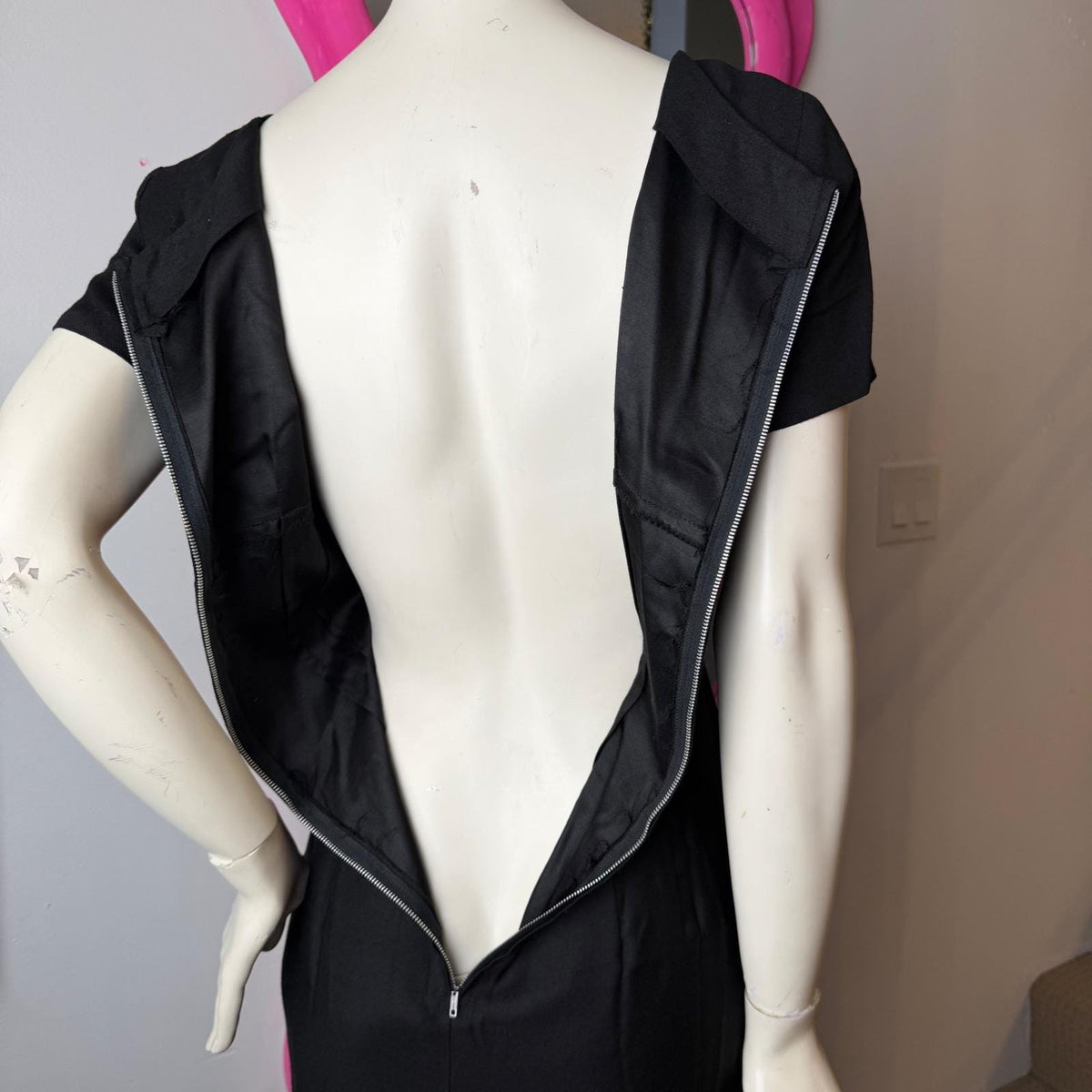 Vintage Handmade Black Button Detail Sheath Dress | S/M — view 7