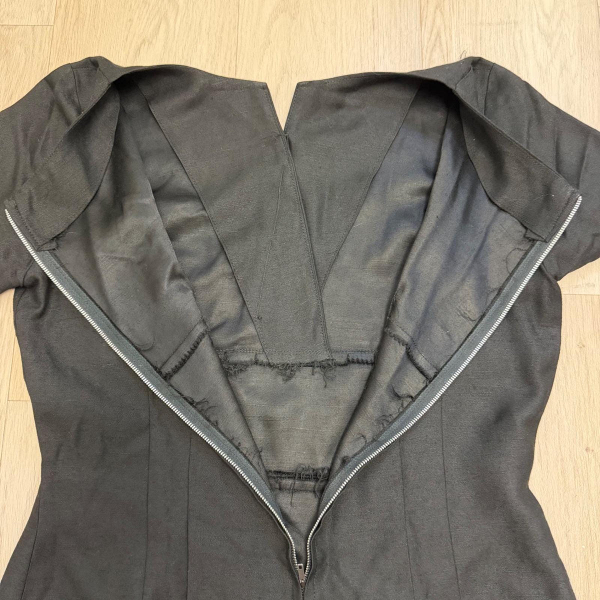 Vintage Handmade Black Button Detail Sheath Dress | S/M — view 17