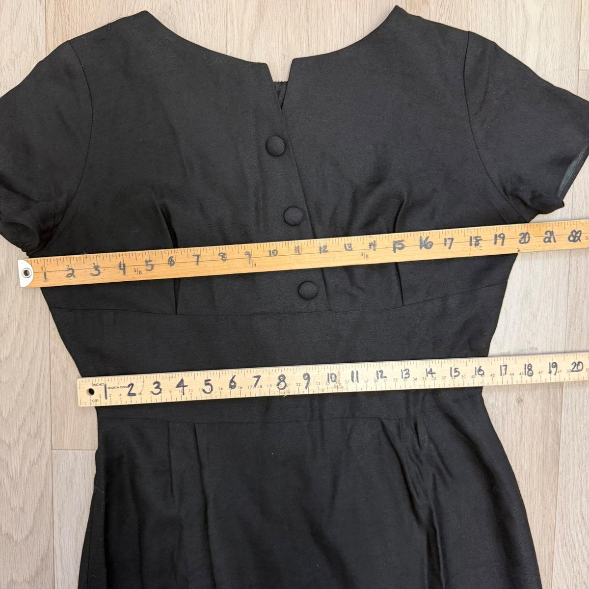 Vintage Handmade Black Button Detail Sheath Dress | S/M — view 8