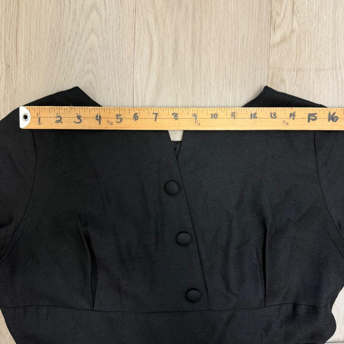 Vintage Handmade Black Button Detail Sheath Dress | S/M — view 9