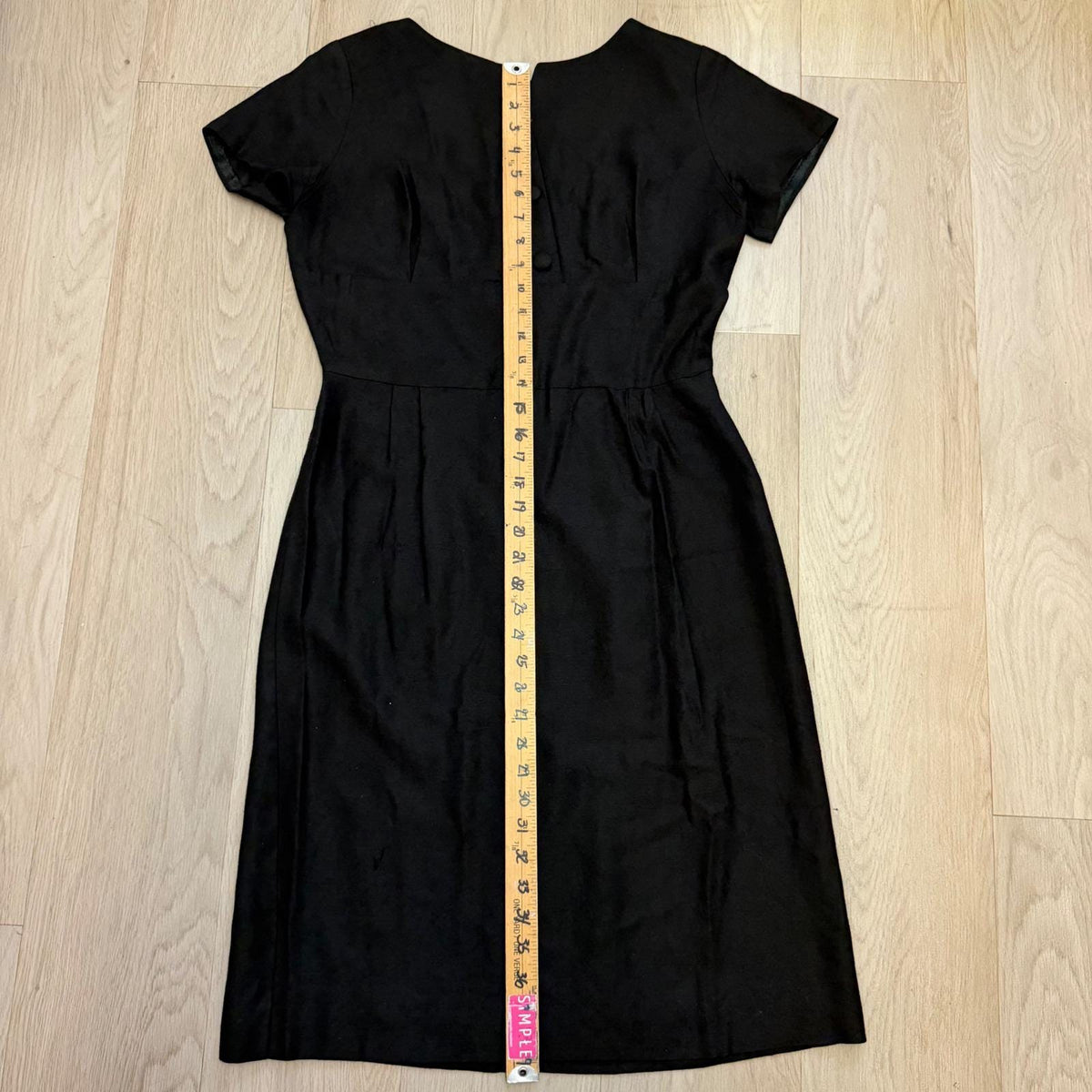 Vintage Handmade Black Button Detail Sheath Dress | S/M — view 12