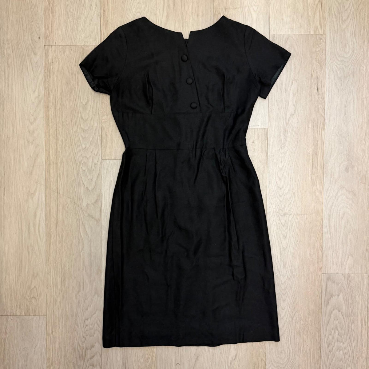 Vintage Handmade Black Button Detail Sheath Dress | S/M — view 16