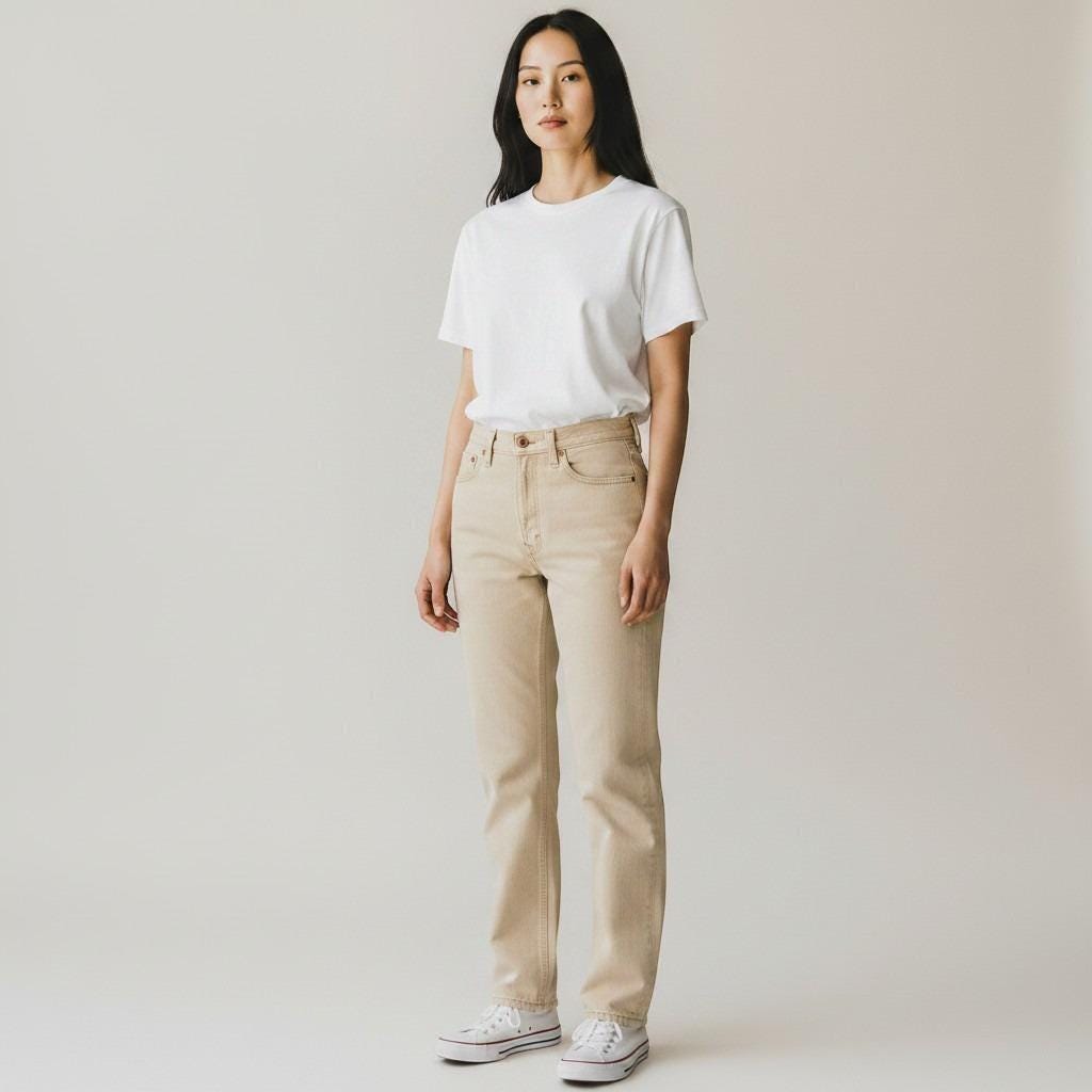 Vintage Levi's Pale Yellow Tapered Jeans | 31in Waist — view 3