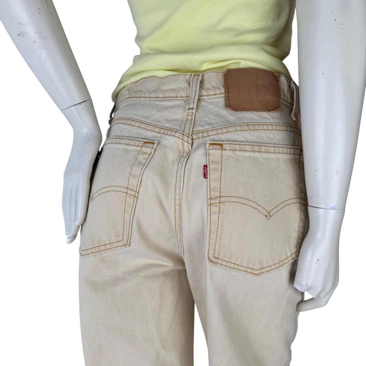 Vintage Levi's Pale Yellow Tapered Jeans | 31in Waist — view 6