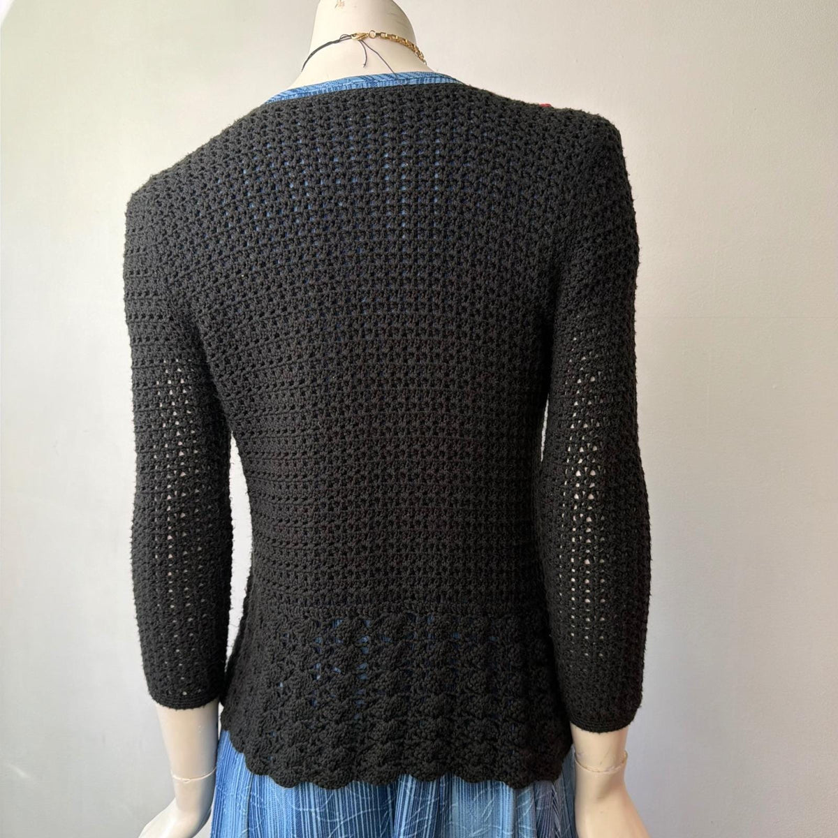 Vintage Handmade Floral Crochet Cardigan | S — view 4