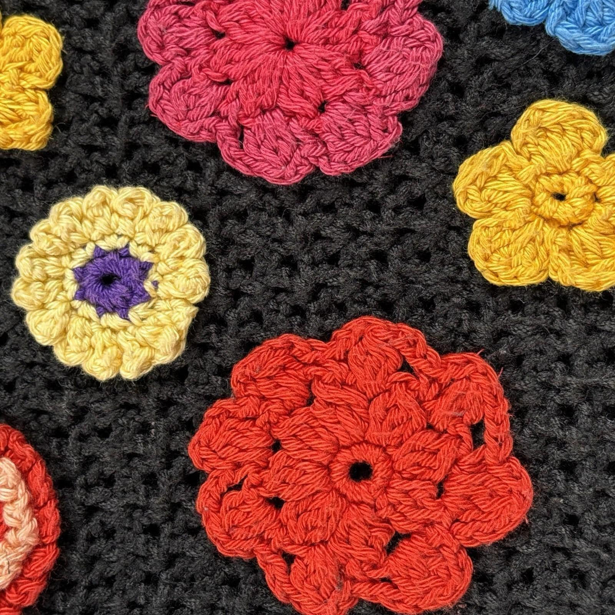 Vintage Handmade Floral Crochet Cardigan | S — view 13