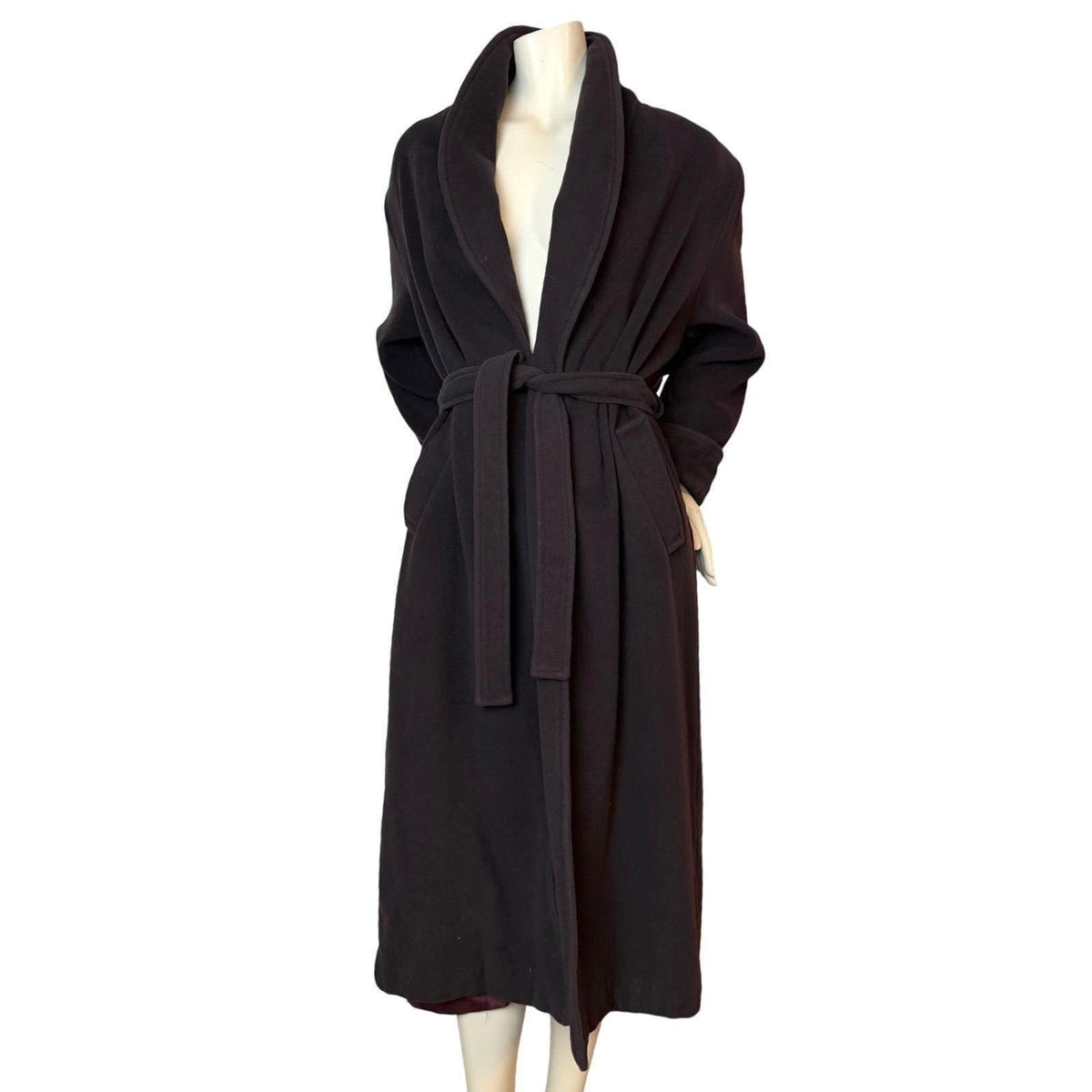 Vintage Virani White Label Cashmere Wool Wrap Coat Shawl Collar Made In Canada M