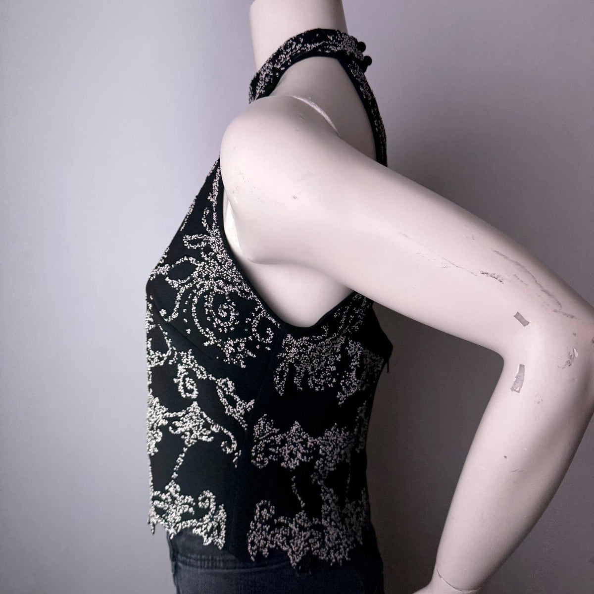 Vintage Ribkoff Trends Black Silver Beaded Halter | 10 — view 3