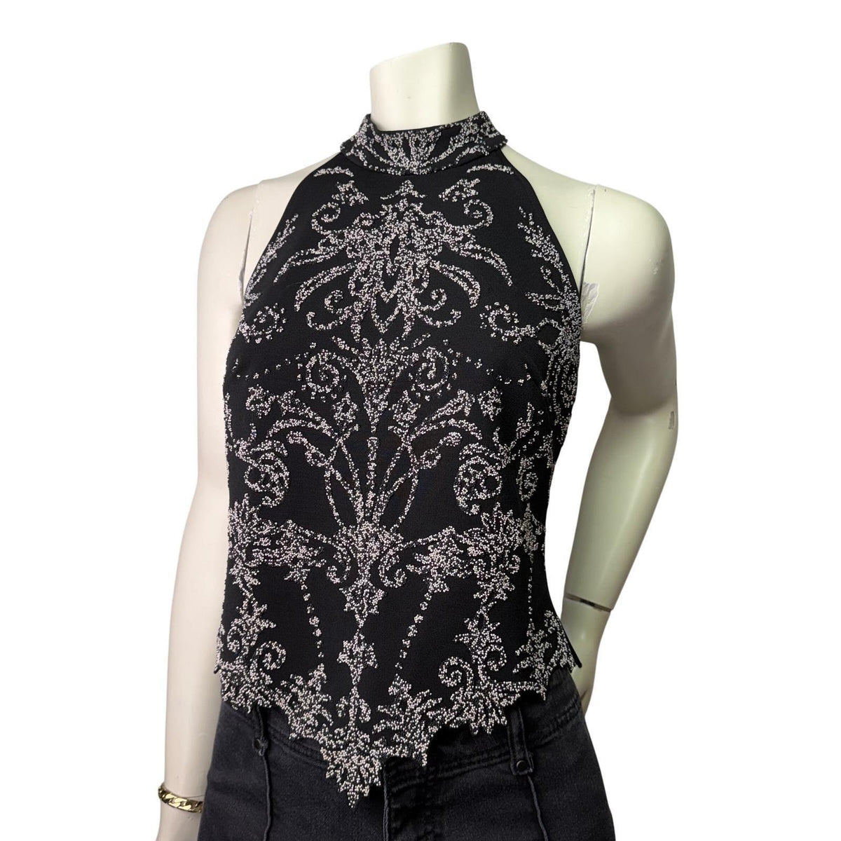 Vintage Ribkoff Trends Black Silver Beaded Halter | 10 — view 11