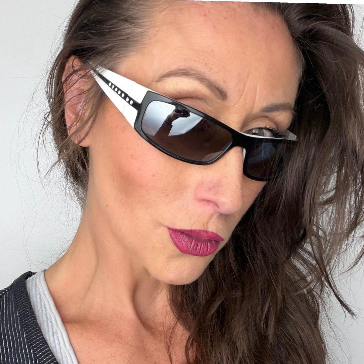 Vintage SunMode Made In Italy Sunglasses  Black White Rhinestone SM11B5716-130